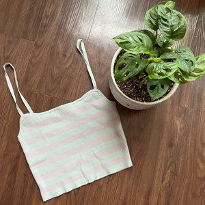 Teal and Purple Striped Sweater Crop Top